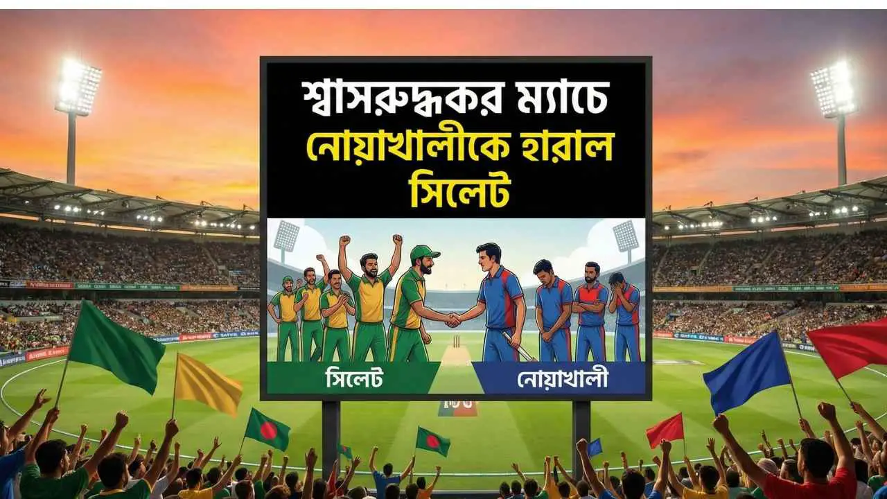 শ্বাসরুদ্ধকর ম্যাচে নোয়াখালীকে হারাল সিলেট